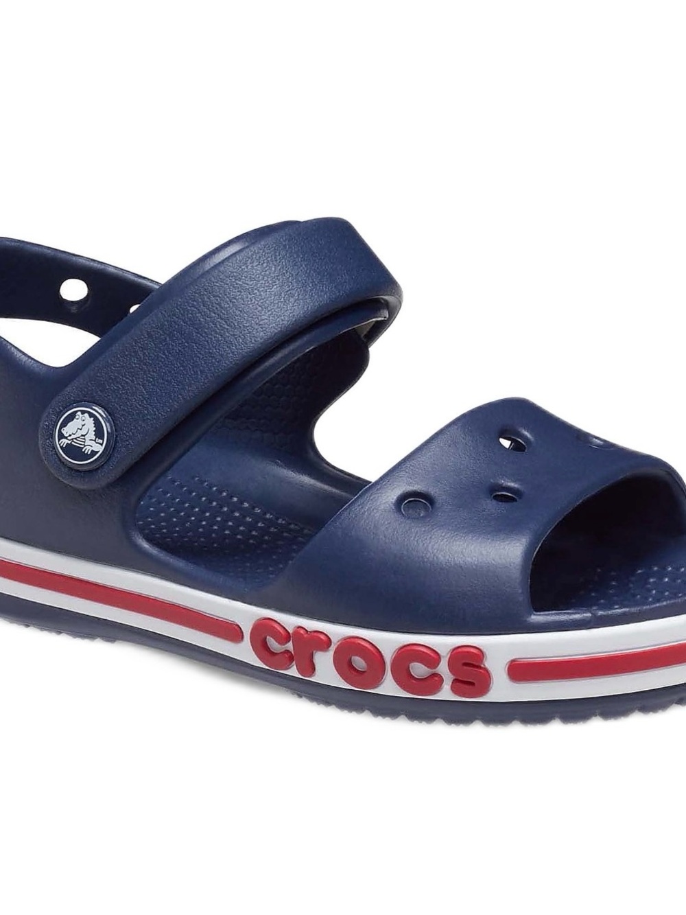 CROCS Kids Navy bayaband Sandal with Red and White Trim